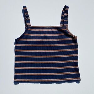 O'Neill Navy Blue and Orange Stripe Crop Top Womans Medium Summer Y2K Casual 90s